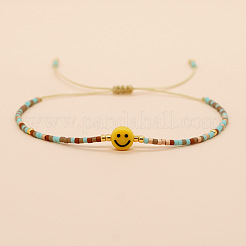 Браслеты из бисера со стеклянными бусинами в виде улыбающегося лица для женщин.&nbsp;EQ4950-3