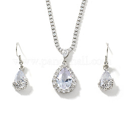 Комплекты из латунных серег-капель и ожерелий с подвесками из горного хрусталя для женщин&nbsp;AT5117-1