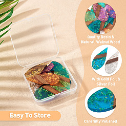 12шт 6 цвета прозрачной смолы и орехового дерева большие подвески&nbsp;WOOD-TA0002-48