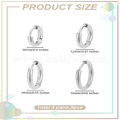 8 шт. 4 стиля серьги-кольца из нержавеющей стали 304 для женщин&nbsp;EJEW-LP0001-34P