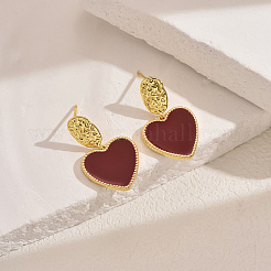 Изысканные латунные серьги-гвоздики в форме сердца&nbsp;KG8789