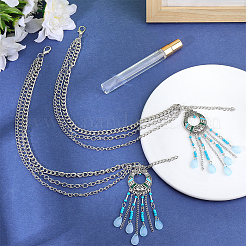Многослойная цепочка для украшения обуви из сплава в этническом стиле с подвесками-кисточками&nbsp;DIY-WH20053-98