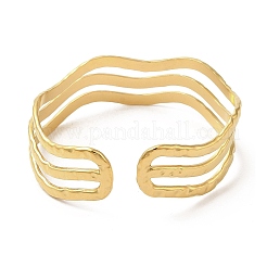 Ионное покрытие (ip) 304 нержавеющая сталь волнообразные открытые браслеты-манжеты&nbsp;BJEW-L682-008G