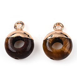 Плоские круглые/пончиковые подвески из натурального тигрового глаза&nbsp;G-I347-07