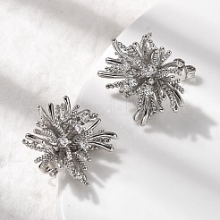 Серьги-гвоздики из латуни с микро-паве и прозрачным фианитом&nbsp;EJEW-H171-01A-P