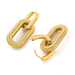 Рифленые овальные серьги-кольца Huggie Hoop из нержавеющей стали 304 для женщин&nbsp;LS-EJEW-G392-01G