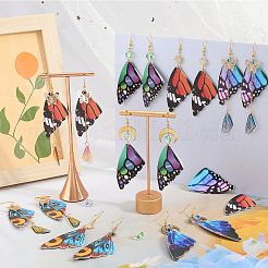 Наборы для самостоятельного изготовления сережек-бабочек из искусственной кожи и синтетического лунного камня&nbsp;DIY-SC0026-33