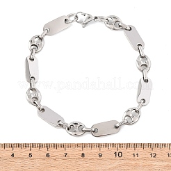 Браслеты из нержавеющей стали 304 в форме овальных звеньев и «свиного носа» для женщин.&nbsp;BJEW-F527-04P