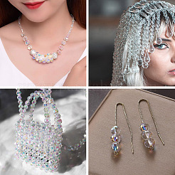 2 нить гальванических прозрачных стеклянных бусин&nbsp;EGLA-TA0001-34B