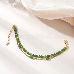 Регулируемые многорядные браслеты из натурального малайзийского нефрита и нержавеющей стали 304&nbsp;BJEW-JB13035-02