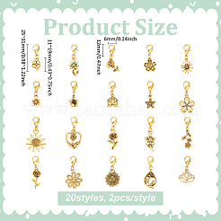 40 шт. 20 стиля подвесные украшения из цветочного сплава&nbsp;HJEW-PH02115