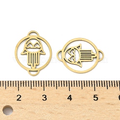 Кольцо из нержавеющей стали 201 с лазерной резкой и подвесками в виде хамсы&nbsp;STAS-P428-09G