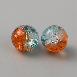 Двухцветные прозрачные стеклянные бусины с кракле&nbsp;GLAA-WH0038-15A