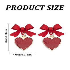 1 пара красных серег-капель в форме сердца с кисточкой&nbsp;EJEW-LP0011-02