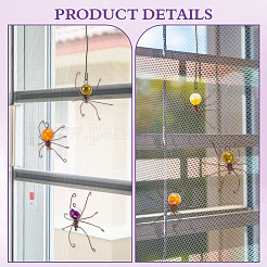 12 шт. 6-цветный медный проволочный паук из натурального полосатого агата для защиты дверей и окон&nbsp;HJEW-NB00186