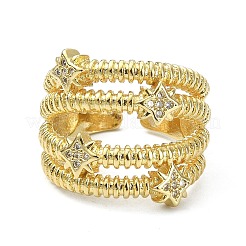 Кольцо-манжета со звездой из прозрачного кубического циркония&nbsp;RJEW-F144-01G