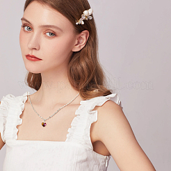 6шт 6 стильных ожерелья с подвеской в виде стеклянного сердца с латунными цепочками&nbsp;NJEW-AB00021