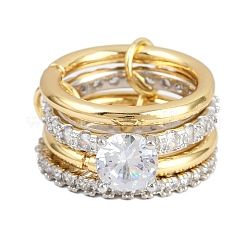 Женские кольца-пальцы с микропаве из кубических цирконий из латуни&nbsp;RJEW-P160-01F-G01