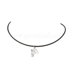 Подвески в виде конской сбруи с черным кожаным шнурком для женщин&nbsp;NJEW-JN05873