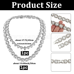 2 шт. 2 стиля цинковый сплав паве квадрат/сердце прозрачное стекло теннисные ожерелья для женщин&nbsp;NJEW-SP0001-08PS