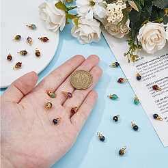 120шт круглые подвески из натуральных смешанных драгоценных камней&nbsp;G-HS0001-06