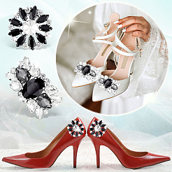 8 шт. 4 стиля латунных украшений для обуви со стразами&nbsp;AJEW-GA0006-98