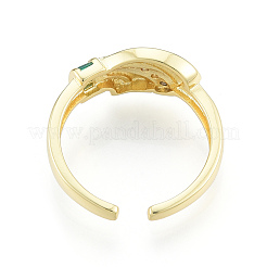 Открытая манжета в виде листа кубического циркония&nbsp;RJEW-N037-037