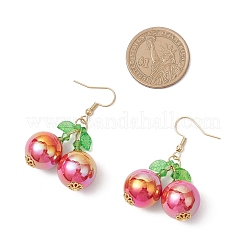 Серьги-подвески из акрилового стекла с вишней&nbsp;EJEW-MZ00510