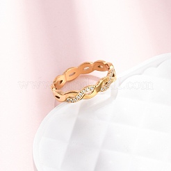 Женские кольца-волны из нержавеющей стали 304 с прозрачным кубическим цирконием&nbsp;RJEW-Z115-02G