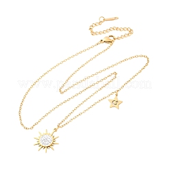 201 кулон из нержавеющей стали со стразами в виде солнца и звезды для женщин&nbsp;NJEW-F335-03G