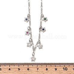 Латунные ожерелья с подвесками в форме звезды с микропаве и кубическим цирконием&nbsp;NJEW-B157-12P