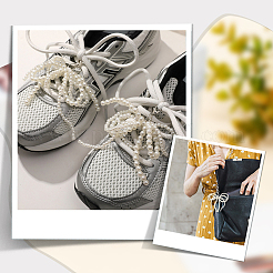 Пластиковые подвески для обуви с бантом и имитацией жемчуга&nbsp;AJEW-WH0348-542B-01