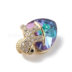 Настоящие 18-каратные позолоченные подвески из латуни с микропаве из прозрачного кубического циркония&nbsp;KK-C015-09G-07