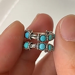 Круглые серьги-кольца из искусственной бирюзы&nbsp;EJEW-C178-05