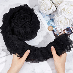 4м 2-х цветный 3-слойный плиссированный шифон с цветочным кружевом&nbsp;OCOR-GF0002-35