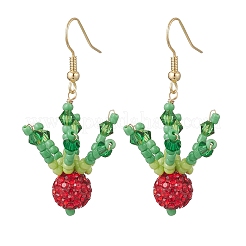 Серьги-подвески из стеклянных бусин ручной работы в форме моркови&nbsp;EJEW-TA00705