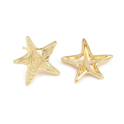 Серьги-гвоздики из латуни в форме морской звезды&nbsp;EJEW-K318-05A-G