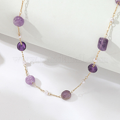 Натуральные аметистовые самородки и латунные цепочки ручной работы для женщин&nbsp;BQ6884