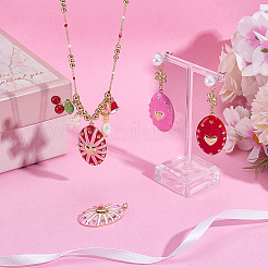 4 шт. 4 стиля овальные подвески с сердечками из латуни с микропаве из кубического циркония&nbsp;KK-PH0013-97