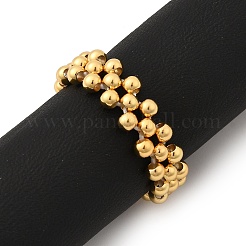 Латунные кольца на палец с круглыми бусинами&nbsp;RJEW-JR00909-01