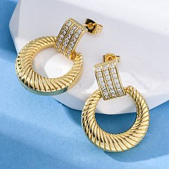 Кольцо латунные микропаве прозрачные кубические цирконии серьги-гвоздики&nbsp;EJEW-R025-08G