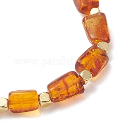 Эластичные браслеты из натурального янтаря и латунных бусин для женщин и мужчин&nbsp;BJEW-JB13496