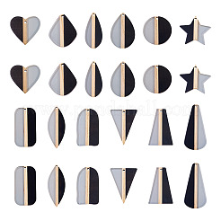 24 шт. подвески из прозрачной смолы и натурального дерева в двух стилях&nbsp;RESI-TA0004-63