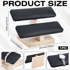 2-уровневые подставки для браслетов из искусственной кожи с Т-образной планкой и деревянным основанием&nbsp;BDIS-WH0010-09B