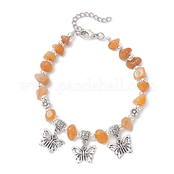 Браслеты из натурального красного авантюрина с бусинами&nbsp;BJEW-JB11819-06