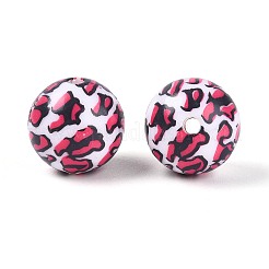 Круглые бусины из АБС-пластика с леопардовым принтом&nbsp;SACR-T017-75B-01