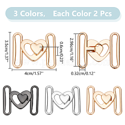 6 шт. 3-х цветные пряжки для ремня в форме сердца из сплава&nbsp;FIND-WR0010-57