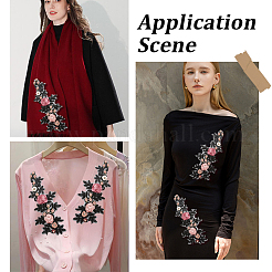 Полиэстер вышитые кружевные нашивки на ткань&nbsp;AJEW-WH20070-068