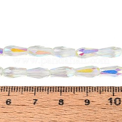 Нити из прозрачных стеклянных бусин-капель с покрытием цвета AB&nbsp;EGLA-T029-08B