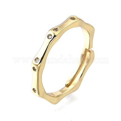 Регулируемые латунные кольца с микропаве из прозрачных кубических цирконий для женщин RJEW-H247-11G-1